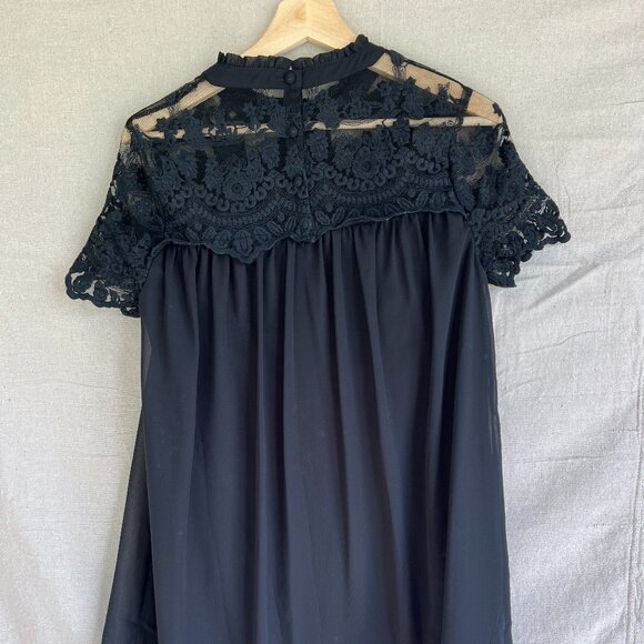 Vici Women Dress Small Lace Eyelet Babydoll Shift Goth Grunge Dark Romance Fairy - Picture 3 of 8